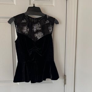 Rebecca Taylor: Black Velvet Floral Top